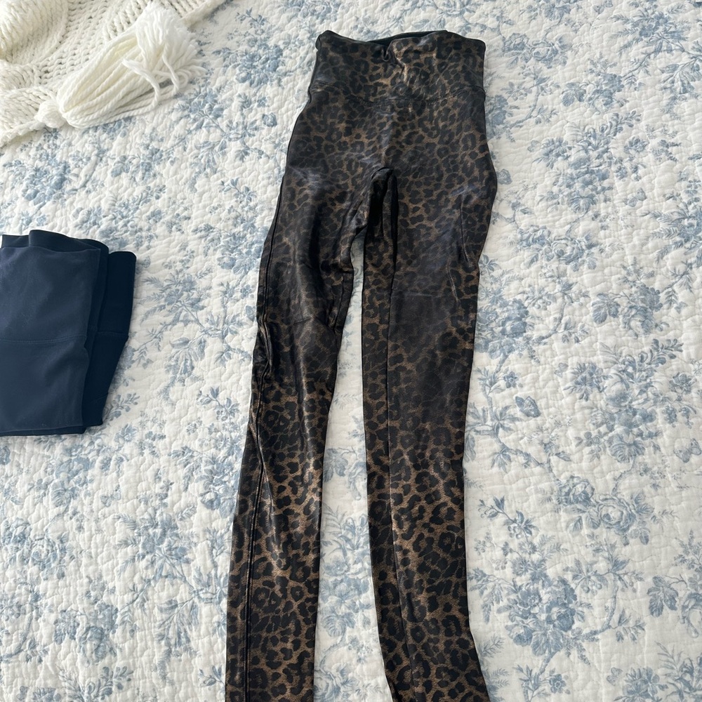 Spanx Leopard Print Faux Leather Leggings